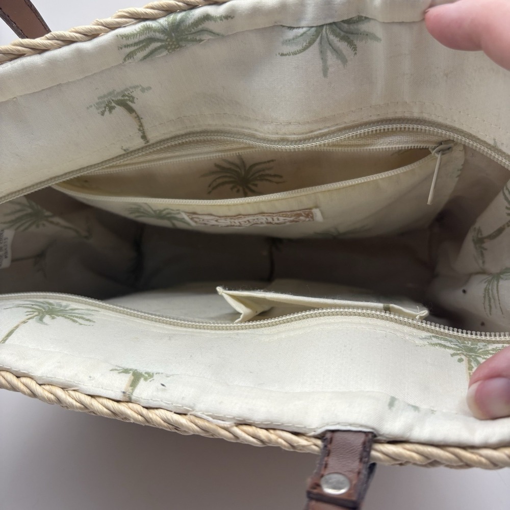 Vintage Capelli Straw Wicker Flamingo Palm Tree Beach Shoulder Bag Purse - Picture 6 of 14
